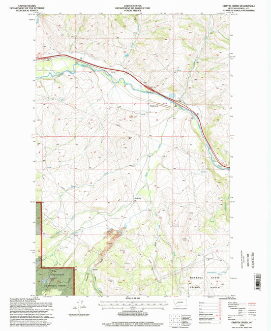Classic USGS Griffin Creek Montana 7.5'x7.5' Topo Map Image