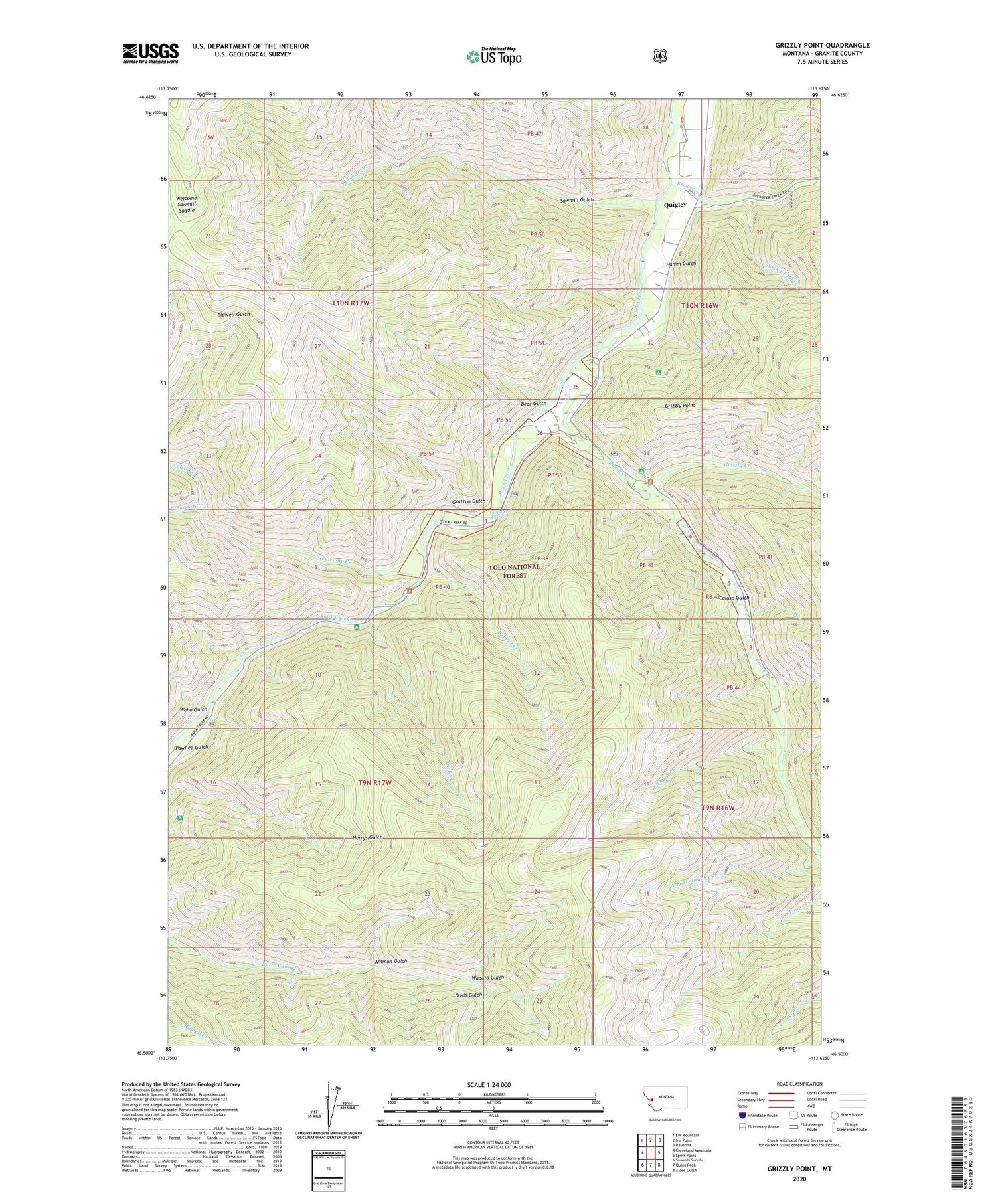 Grizzly Point Montana US Topo Map Image