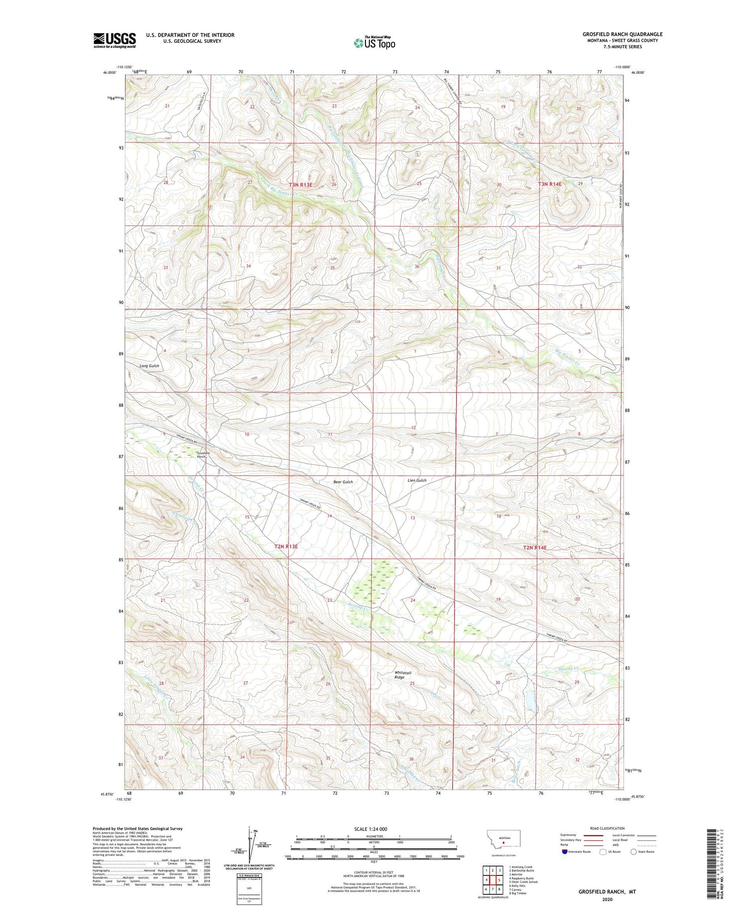 Grosfield Ranch Montana US Topo Map Image
