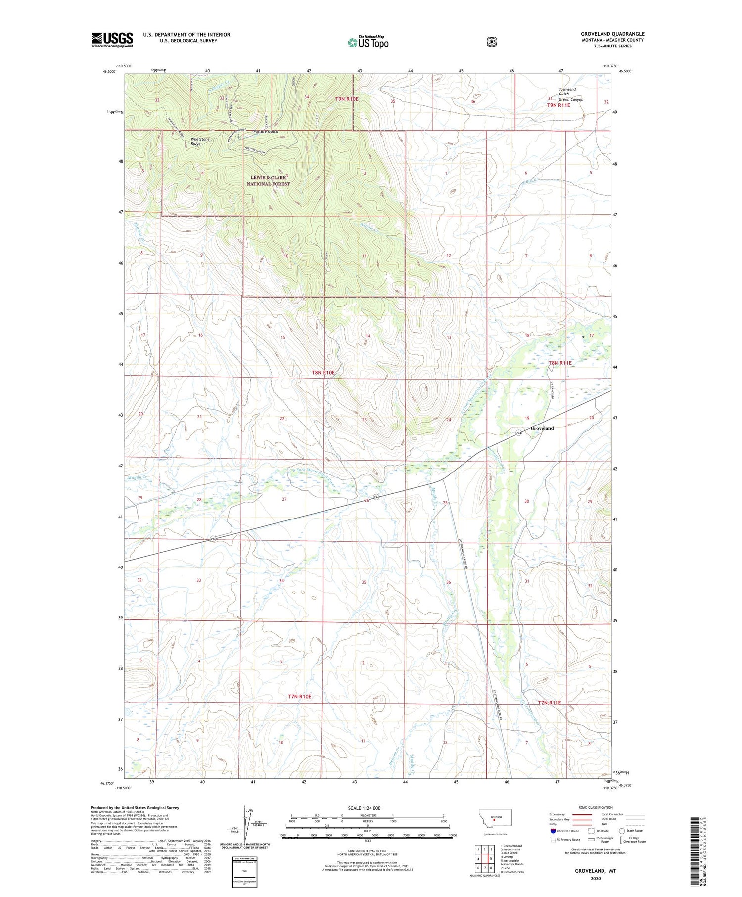 Groveland Montana US Topo Map Image