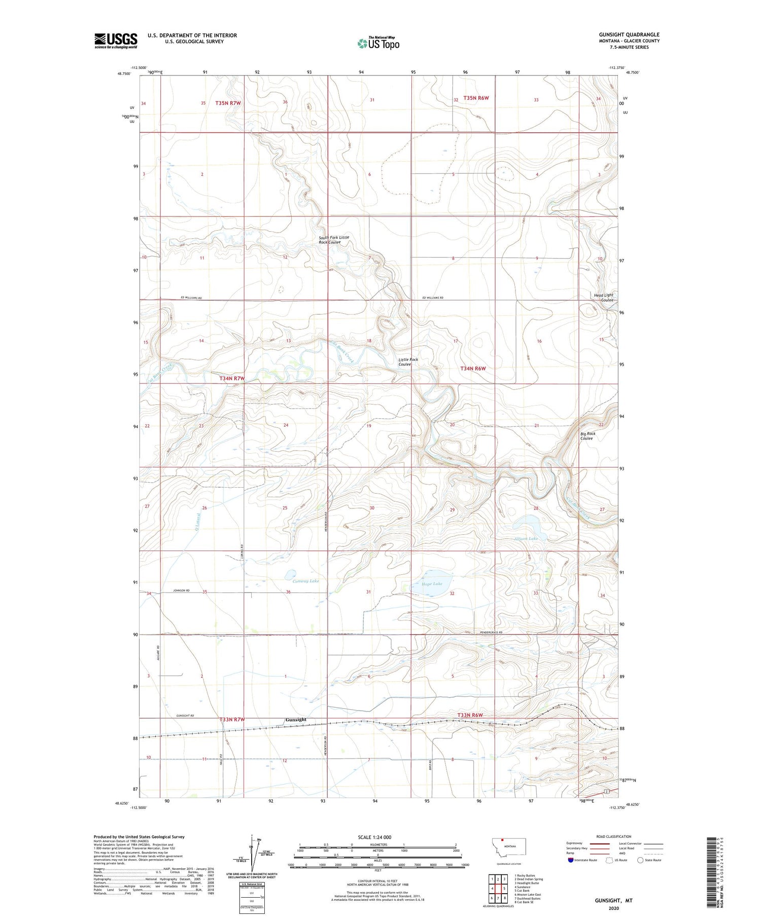 Gunsight Montana US Topo Map Image