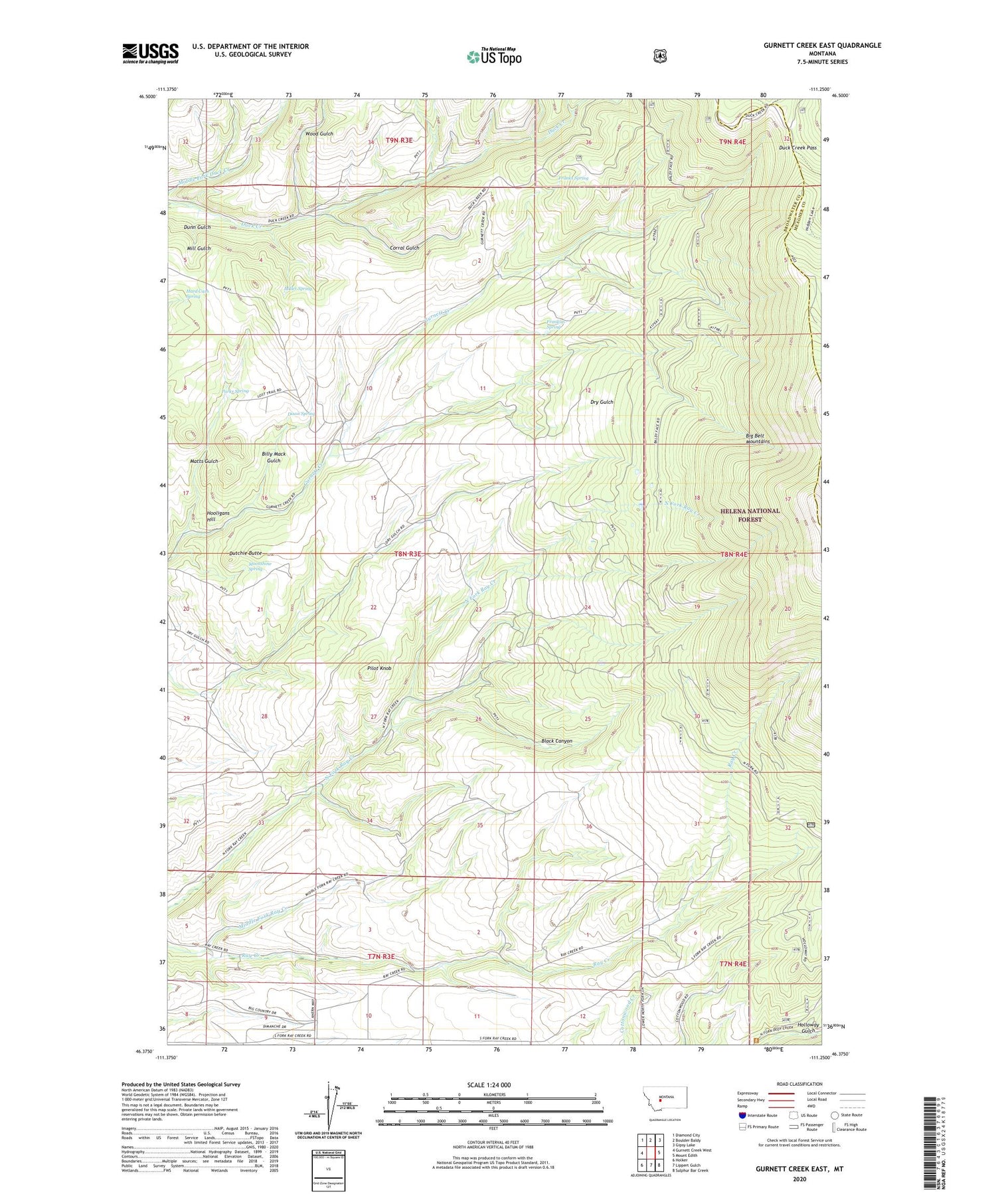 Gurnett Creek East Montana US Topo Map Image