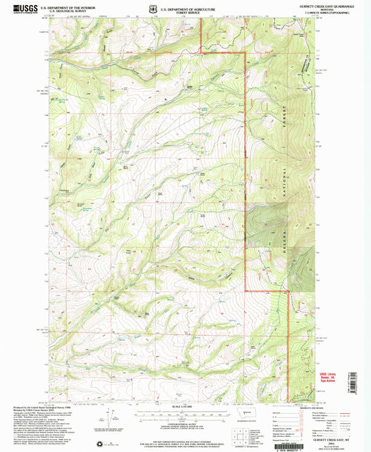 Classic USGS Gurnett Creek East Montana 7.5'x7.5' Topo Map Image