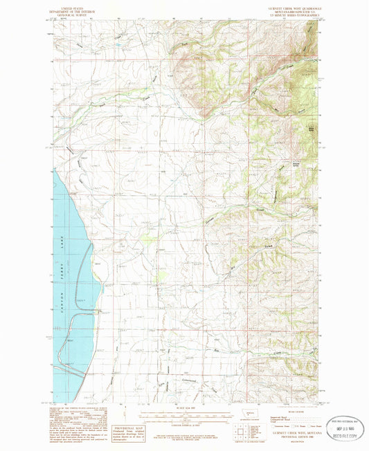 Classic USGS Gurnett Creek West Montana 7.5'x7.5' Topo Map Image
