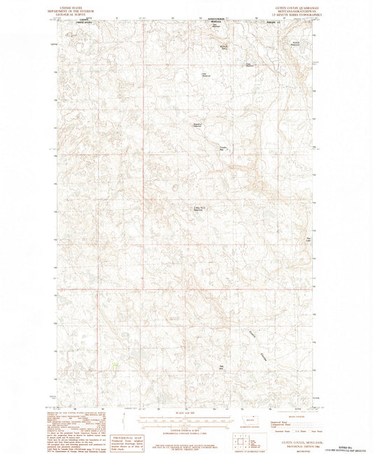 Classic USGS Gustin Coulee Montana 7.5'x7.5' Topo Map Image