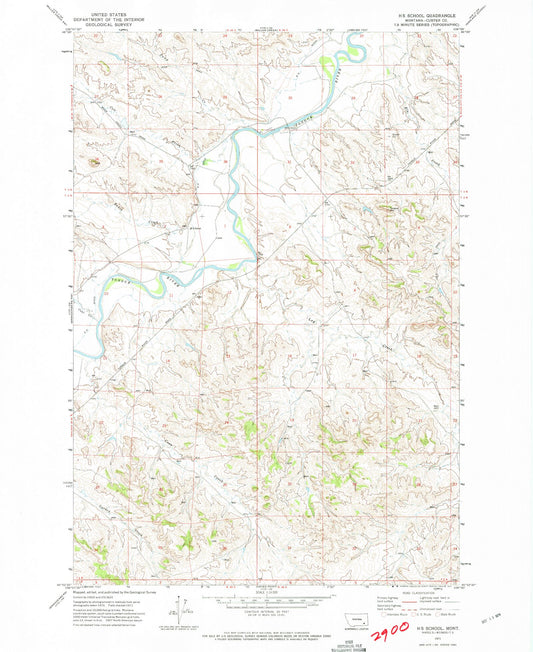 Classic USGS S H School Montana 7.5'x7.5' Topo Map Image