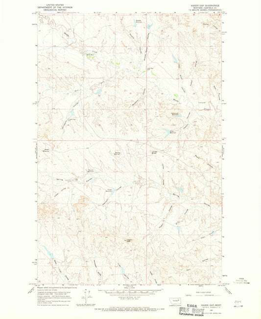 Classic USGS Hagen Gap Montana 7.5'x7.5' Topo Map Image