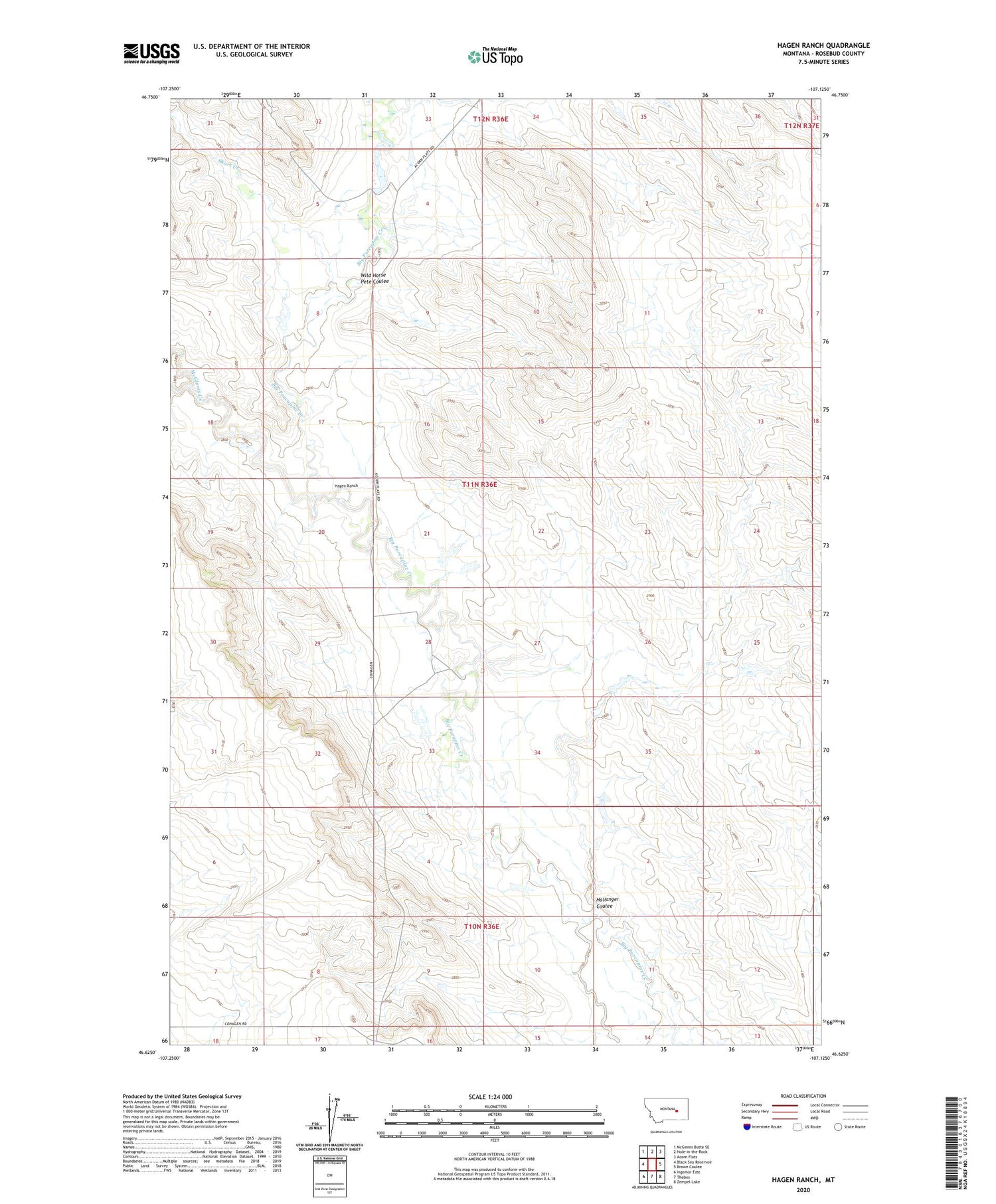 Hagen Ranch Montana US Topo Map Image
