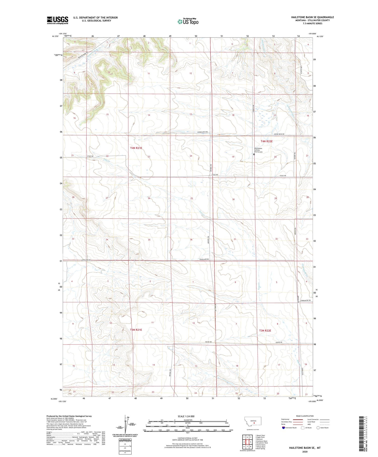 Hailstone Basin SE Montana US Topo Map Image