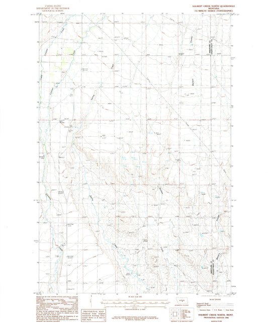 Classic USGS Halbert Creek North Montana 7.5'x7.5' Topo Map Image