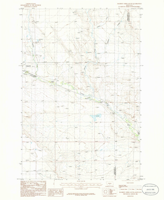 Classic USGS Halbert Creek South Montana 7.5'x7.5' Topo Map Image