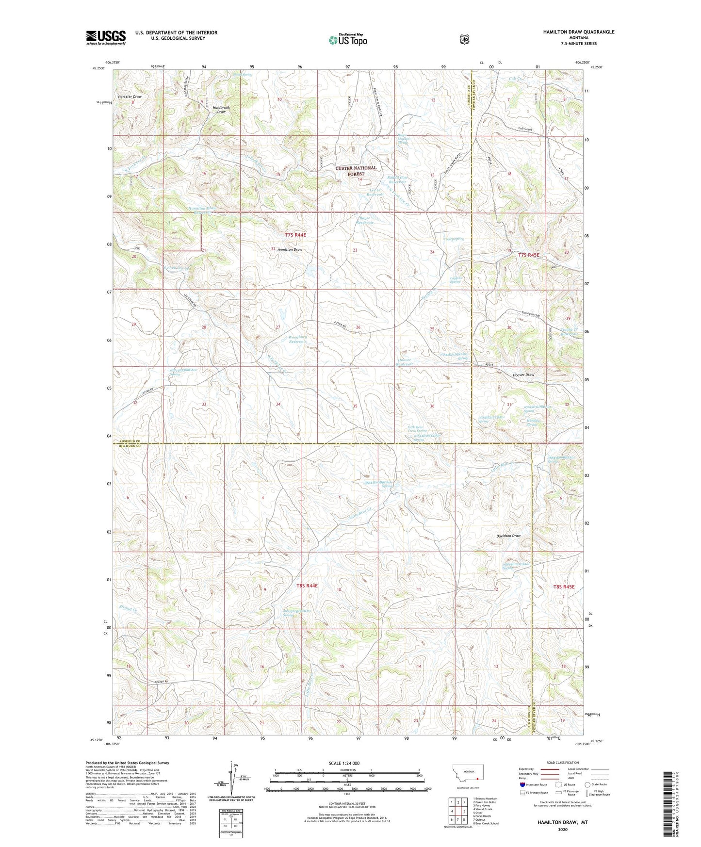 Hamilton Draw Montana US Topo Map Image