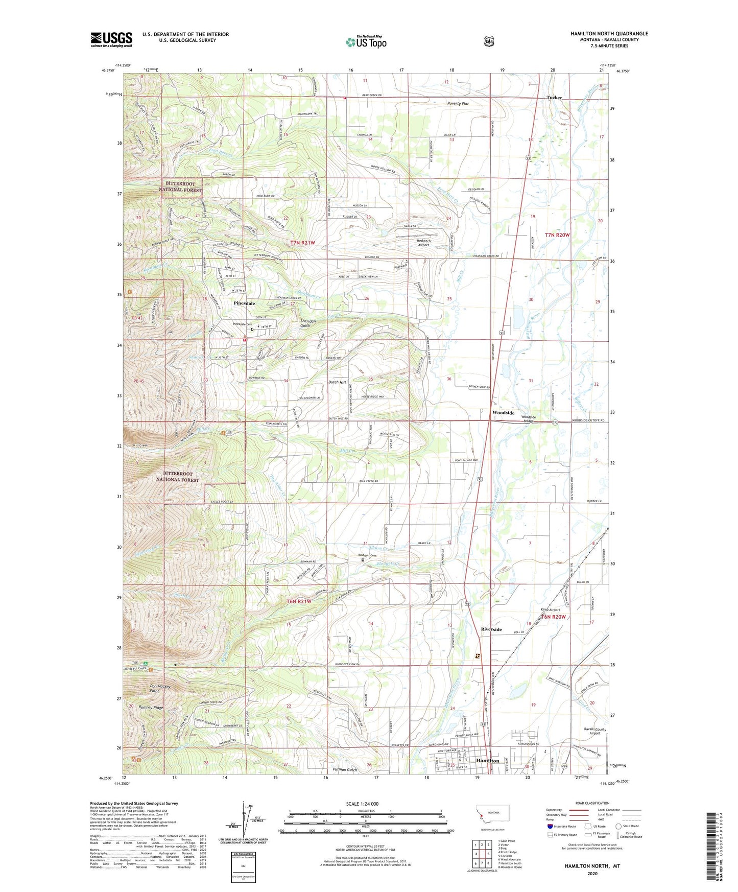 Hamilton North Montana US Topo Map Image
