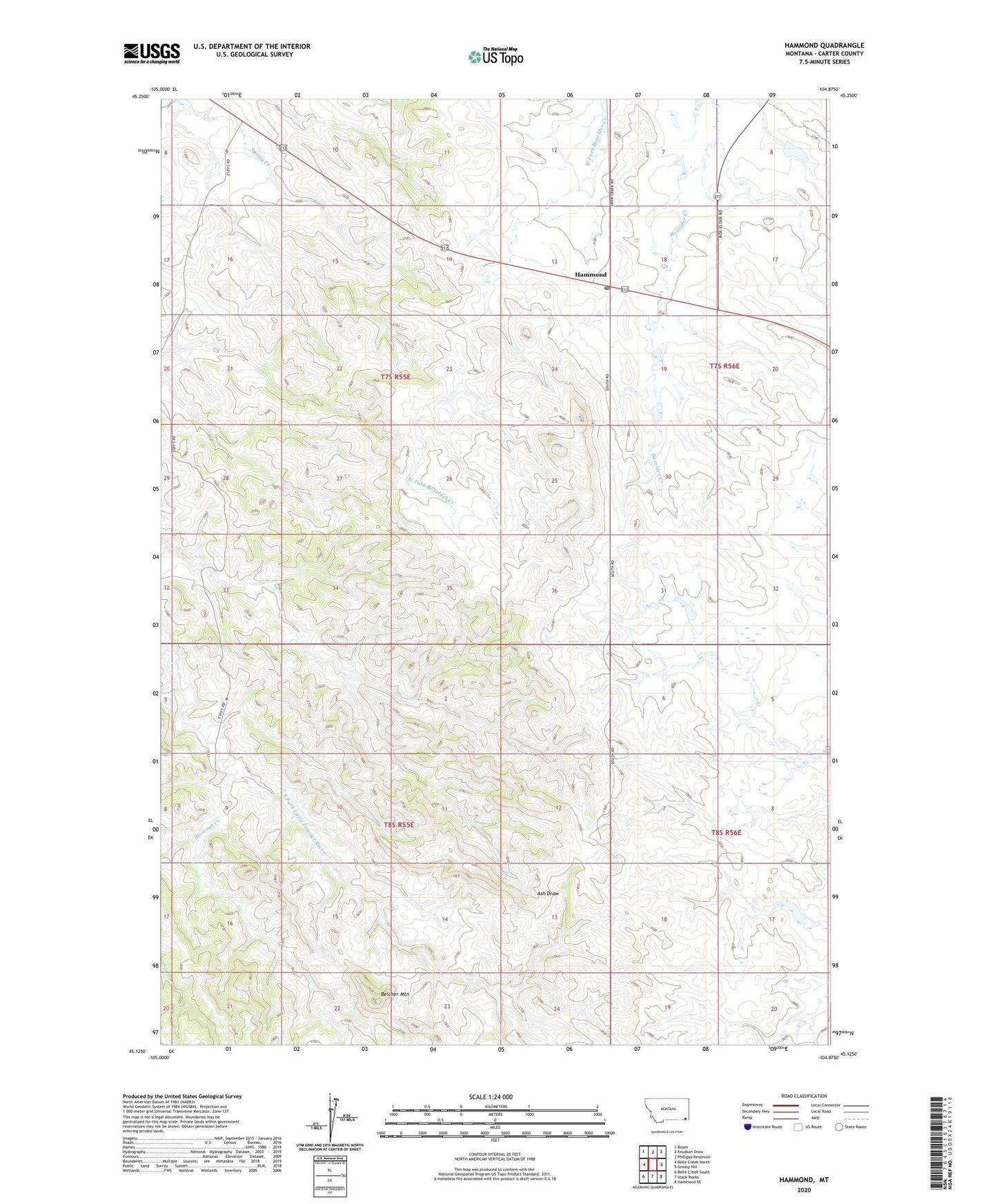 Hammond Montana US Topo Map Image