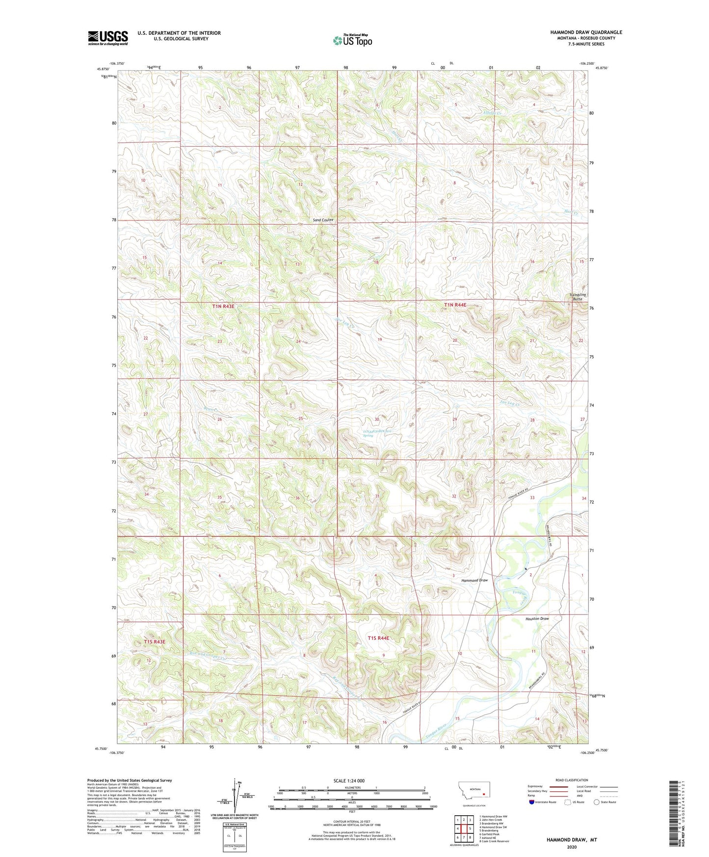 Hammond Draw Montana US Topo Map Image