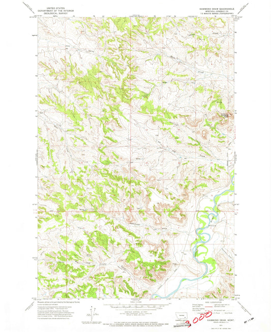 Classic USGS Hammond Draw Montana 7.5'x7.5' Topo Map Image