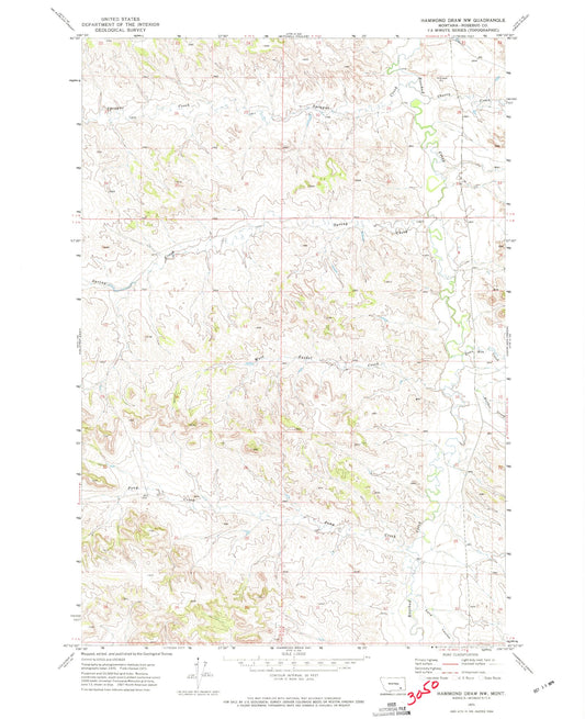 Classic USGS Hammond Draw NW Montana 7.5'x7.5' Topo Map Image