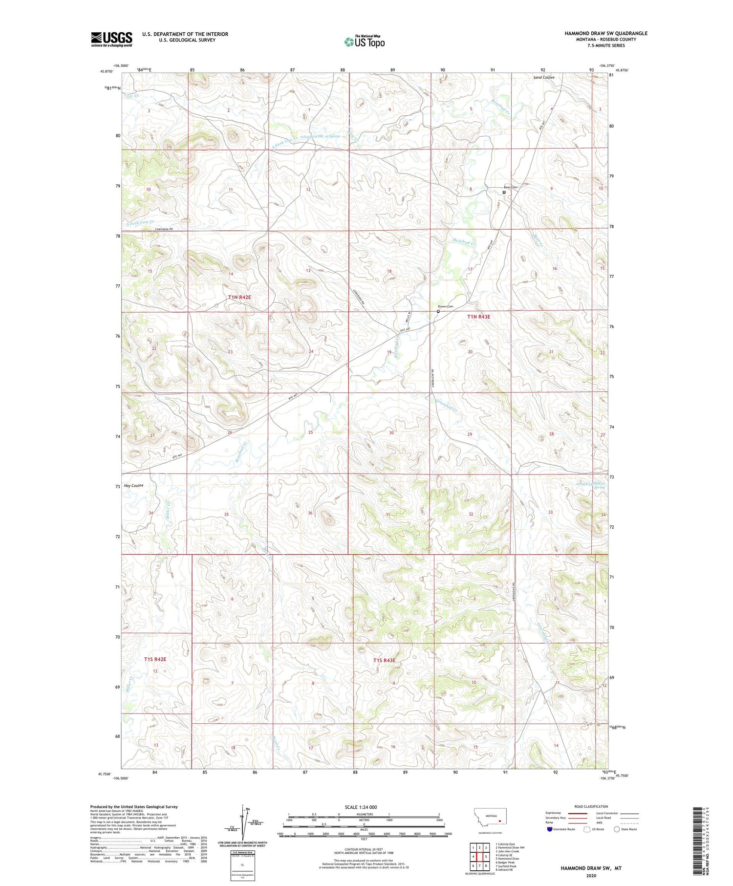 Hammond Draw SW Montana US Topo Map Image