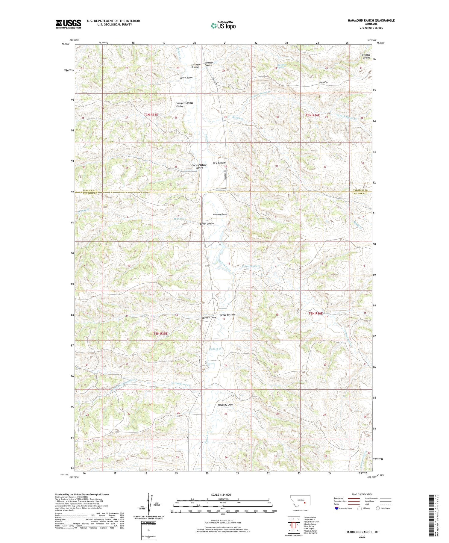 Hammond Ranch Montana US Topo Map Image