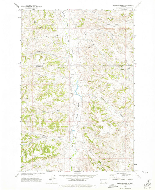 Classic USGS Hammond Ranch Montana 7.5'x7.5' Topo Map Image