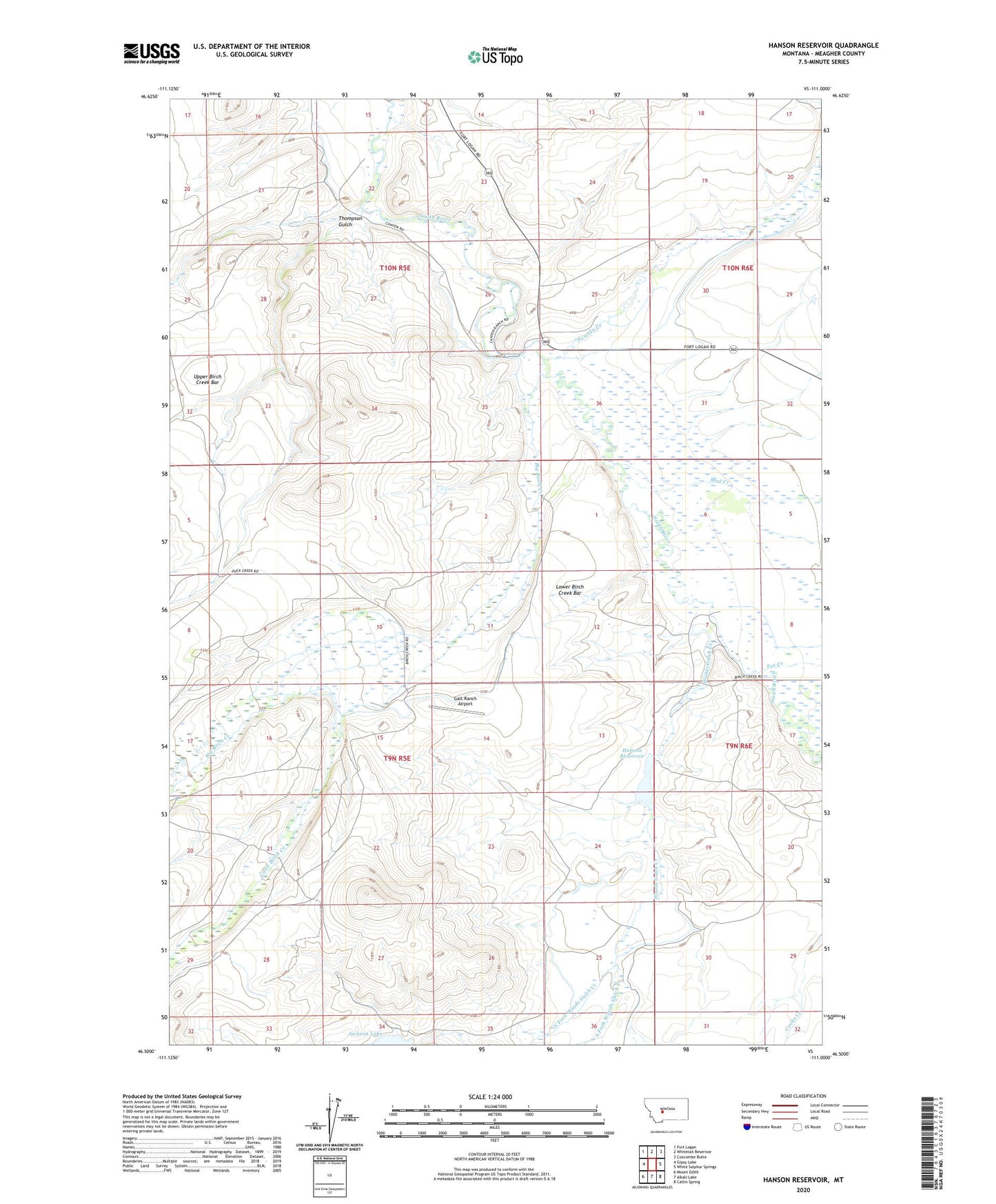 Hanson Reservoir Montana US Topo Map Image