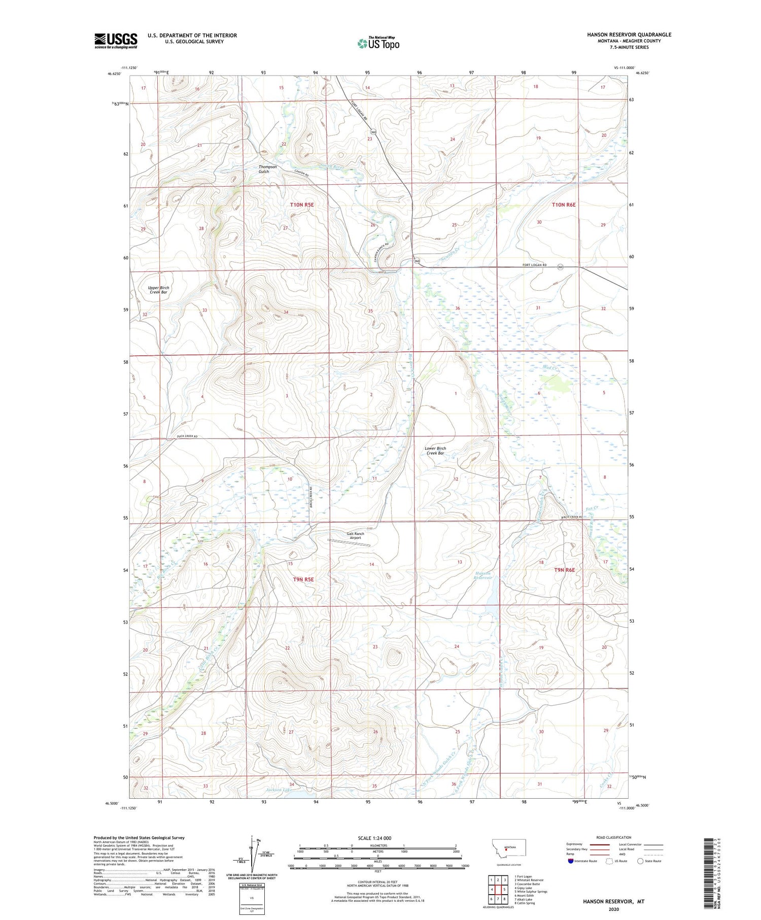Hanson Reservoir Montana US Topo Map Image