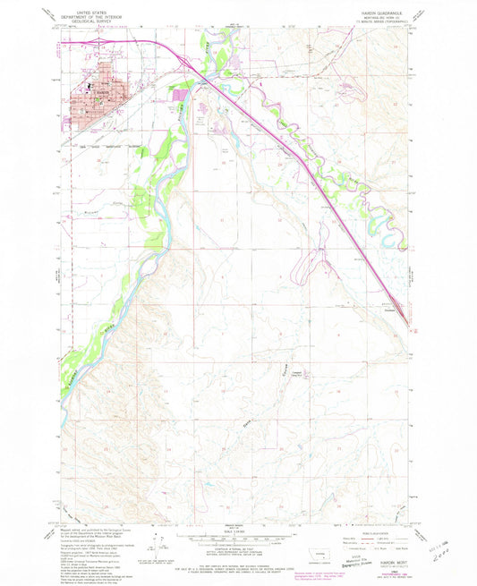 Classic USGS Hardin Montana 7.5'x7.5' Topo Map Image