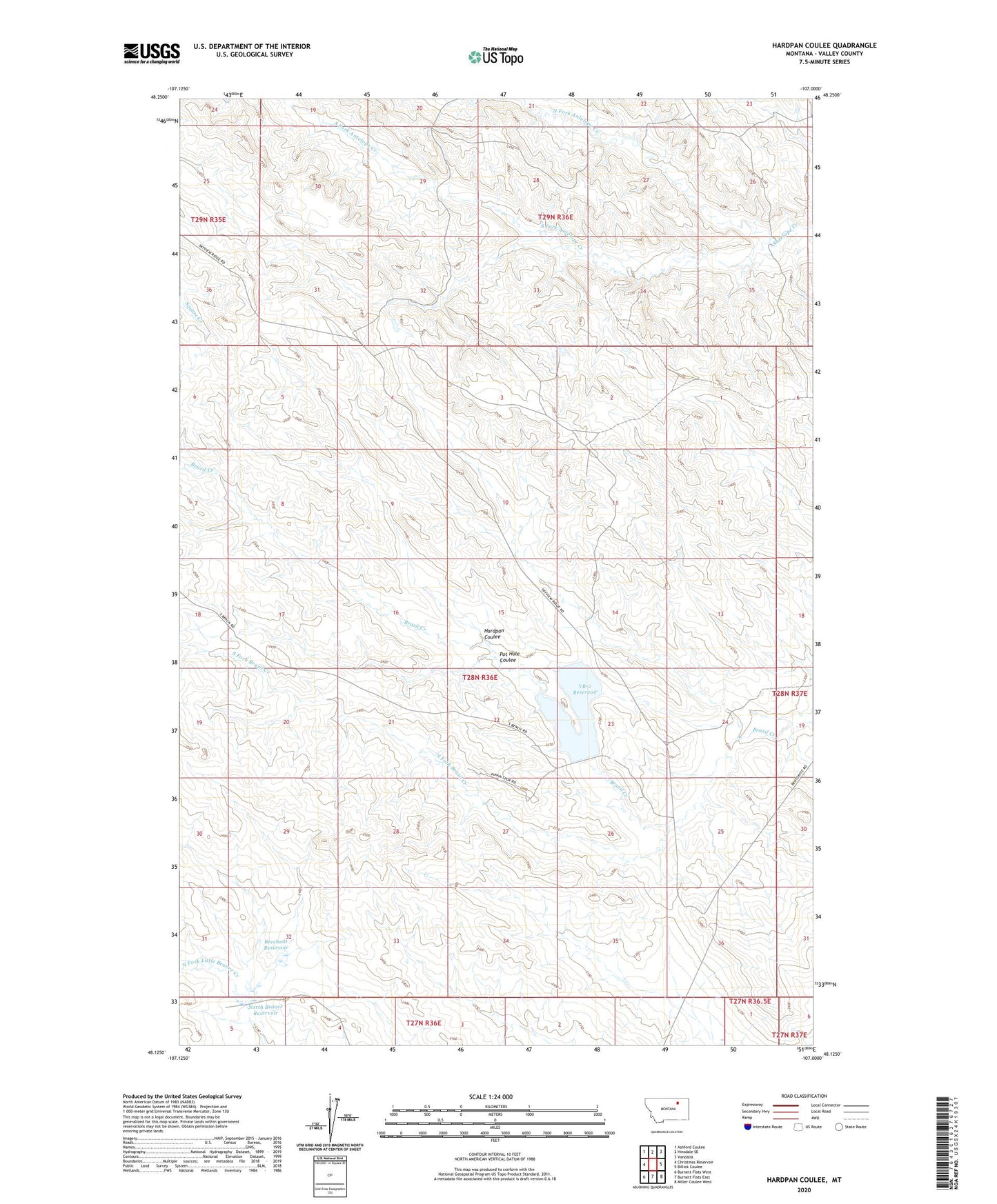 Hardpan Coulee Montana US Topo Map Image