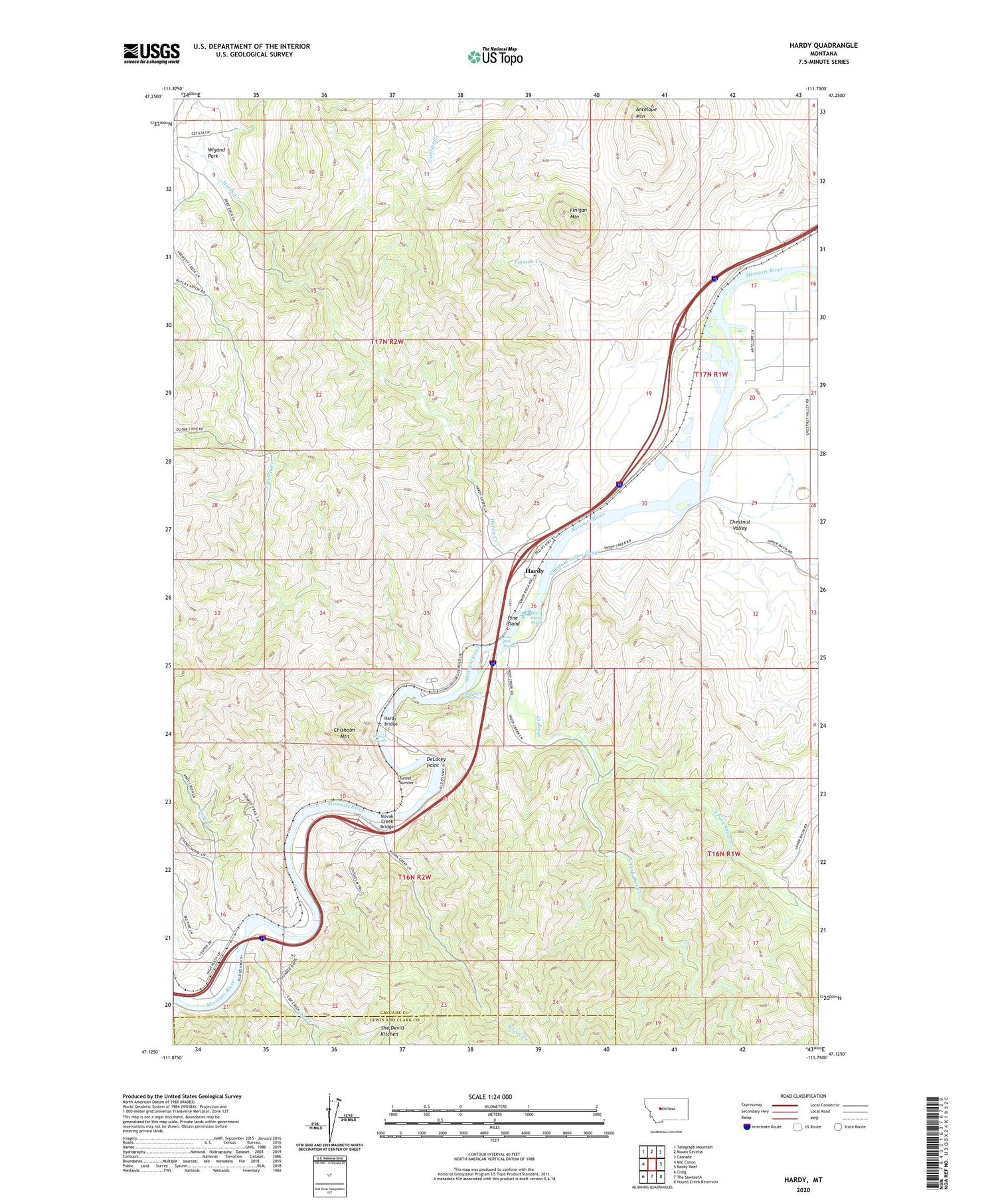 Hardy Montana US Topo Map Image
