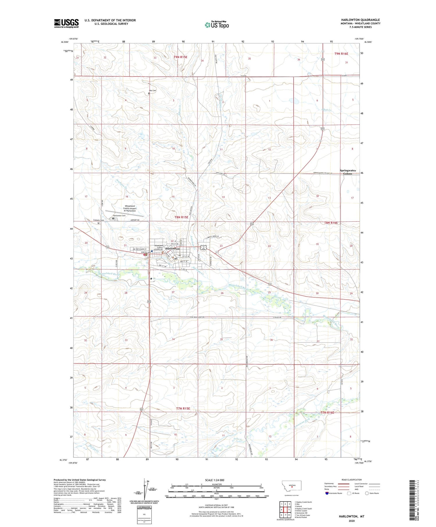 Harlowton Montana US Topo Map Image