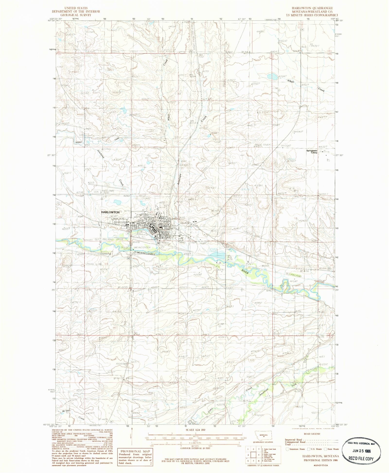 Classic USGS Harlowton Montana 7.5'x7.5' Topo Map MyTopo Map Store