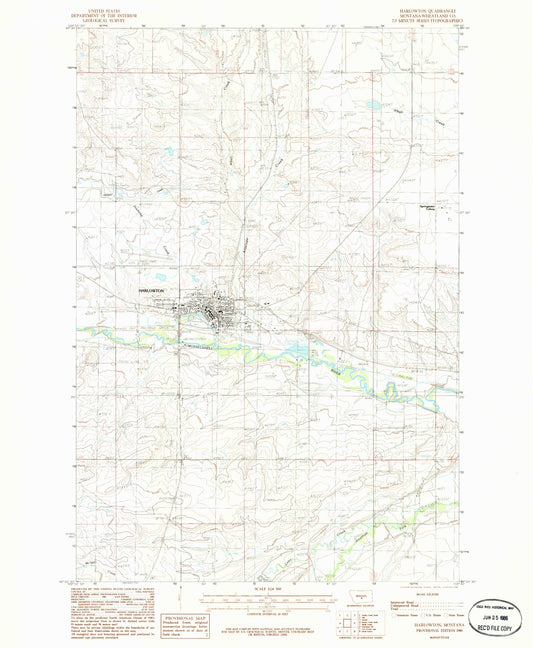 Classic USGS Harlowton Montana 7.5'x7.5' Topo Map Image