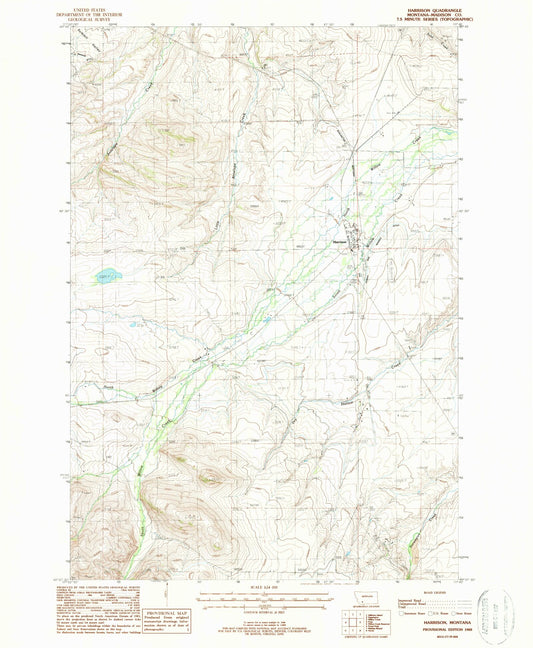 Classic USGS Harrison Montana 7.5'x7.5' Topo Map Image