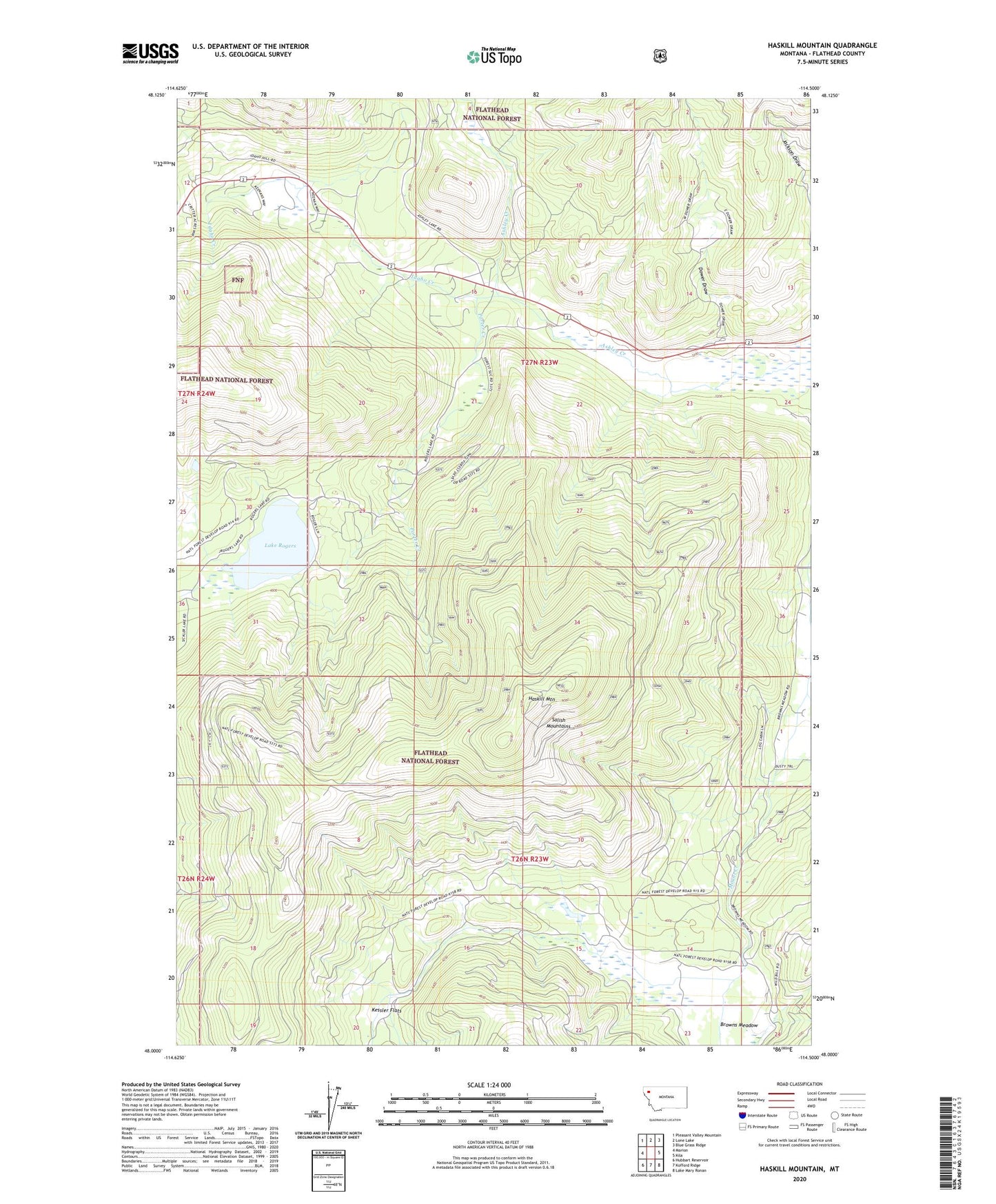 Haskill Mountain Montana US Topo Map Image