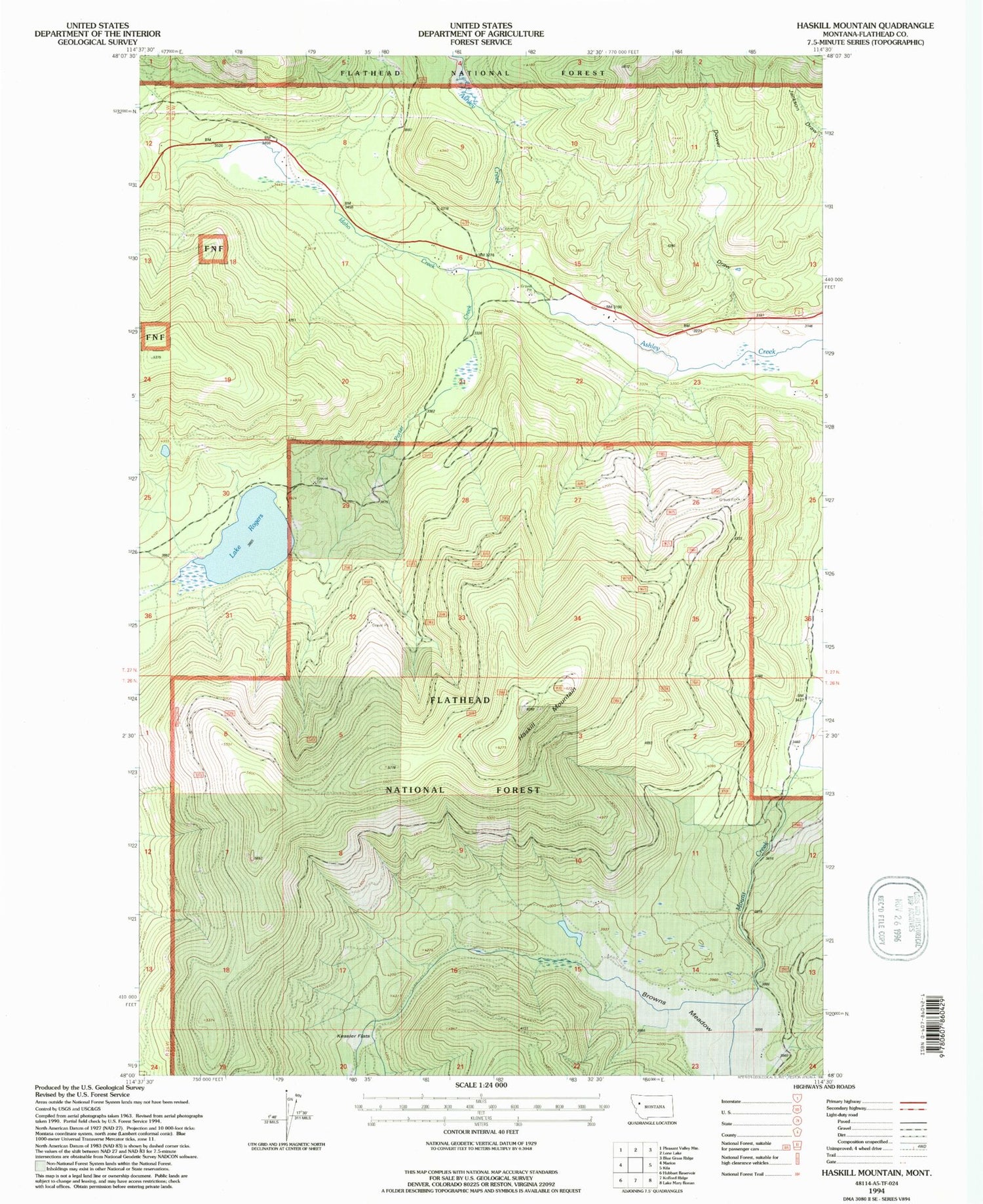 Classic USGS Haskill Mountain Montana 7.5'x7.5' Topo Map Image