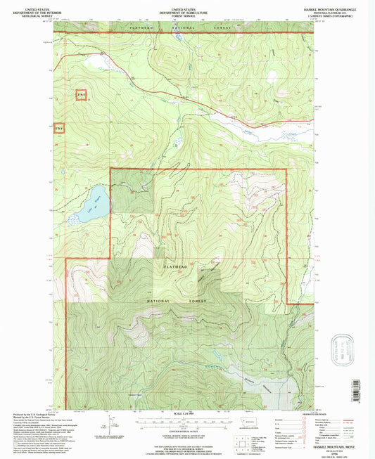 Classic USGS Haskill Mountain Montana 7.5'x7.5' Topo Map Image