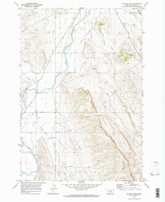 Classic USGS Hatcher Pass Montana 7.5'x7.5' Topo Map Image
