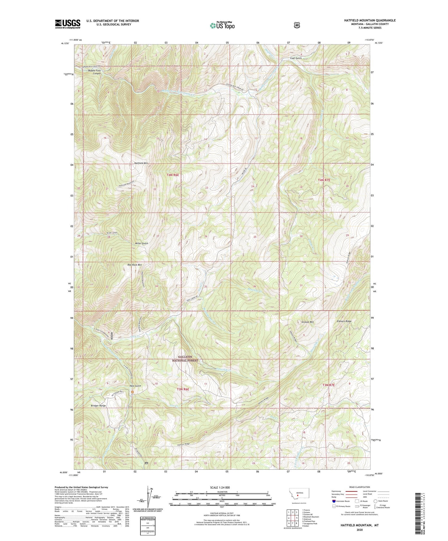 Hatfield Mountain Montana US Topo Map Image