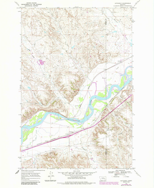 Classic USGS Hathaway Montana 7.5'x7.5' Topo Map Image