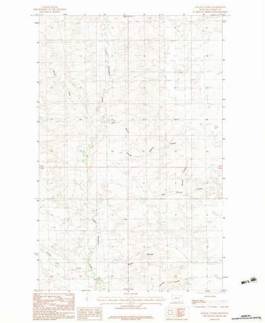 Classic USGS Hauck Coulee Montana 7.5'x7.5' Topo Map Image