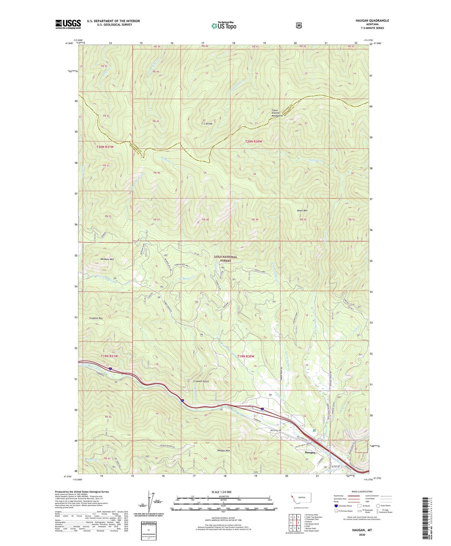 Haugan Montana US Topo Map Image