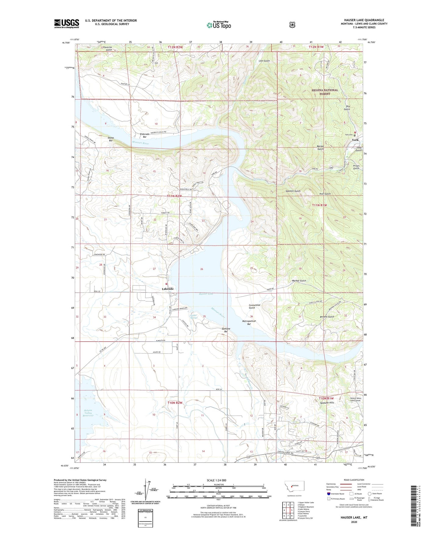 Hauser Lake Montana US Topo Map Image