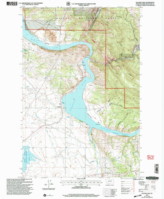 Classic USGS Hauser Lake Montana 7.5'x7.5' Topo Map Image