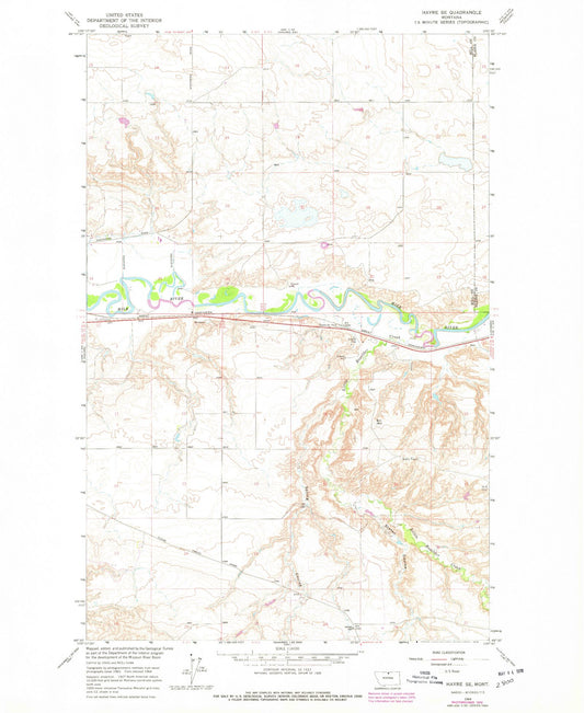 Classic USGS Havre SE Montana 7.5'x7.5' Topo Map Image