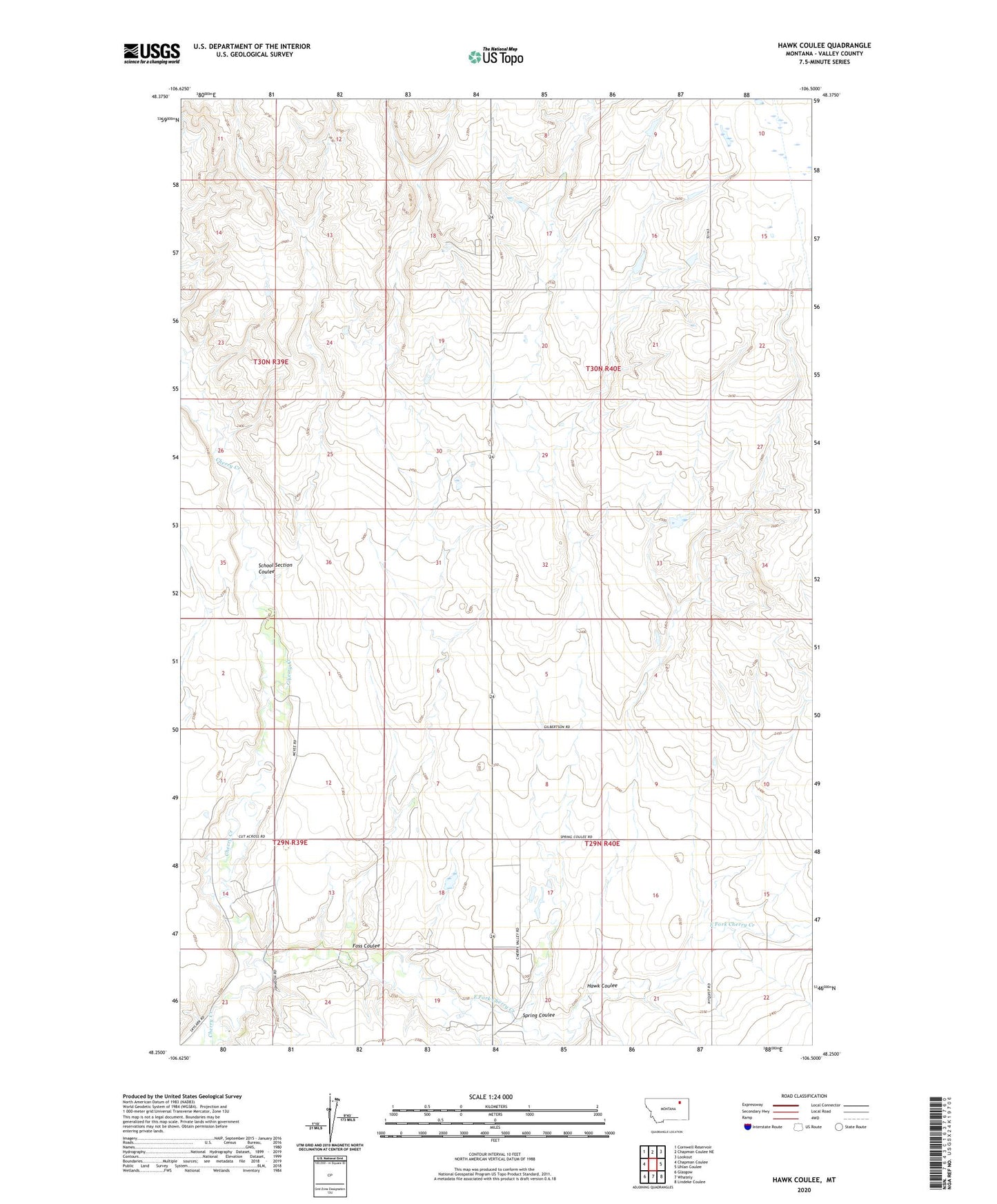 Hawk Coulee Montana US Topo Map Image