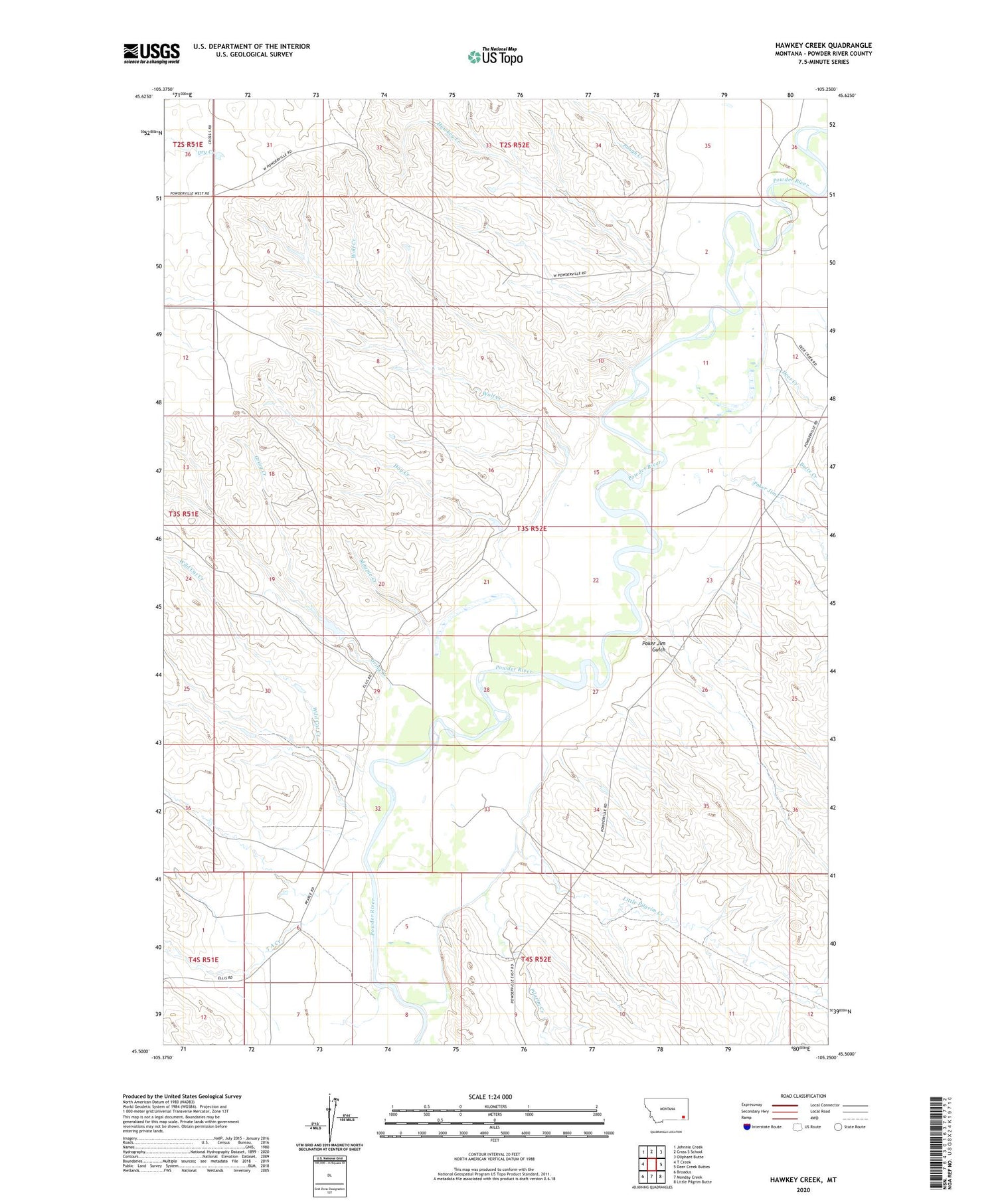 Hawkey Creek Montana US Topo Map Image