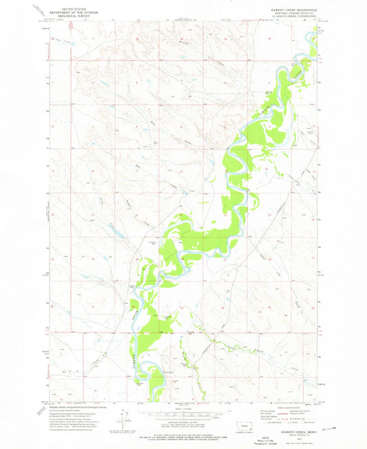 Classic USGS Hawkey Creek Montana 7.5'x7.5' Topo Map Image