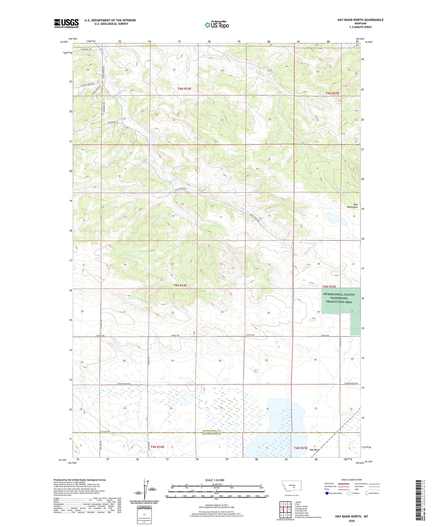 Hay Basin North Montana US Topo Map Image