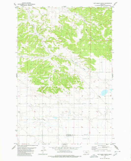 Classic USGS Hay Basin North Montana 7.5'x7.5' Topo Map Image