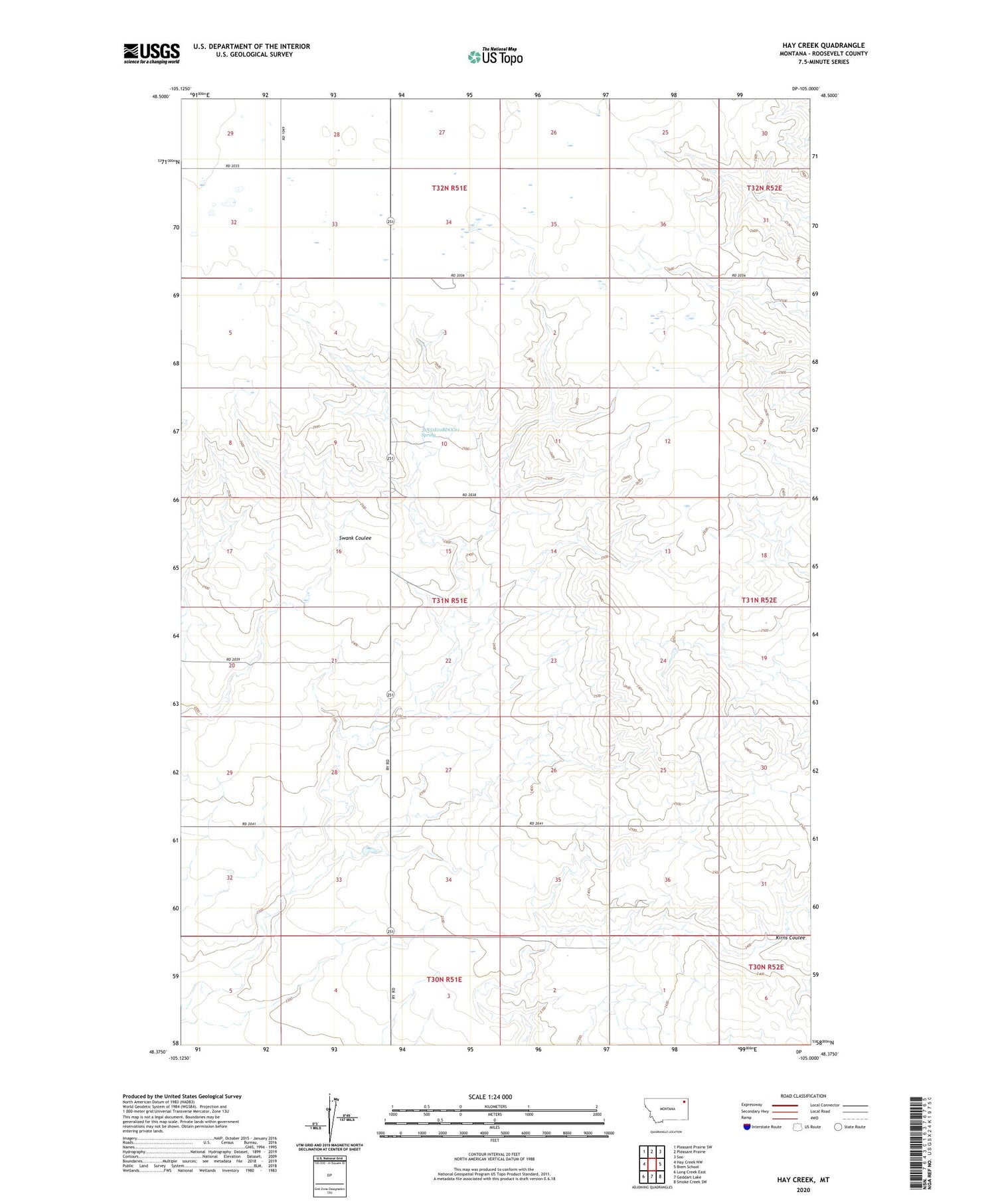 Hay Creek Montana US Topo Map Image